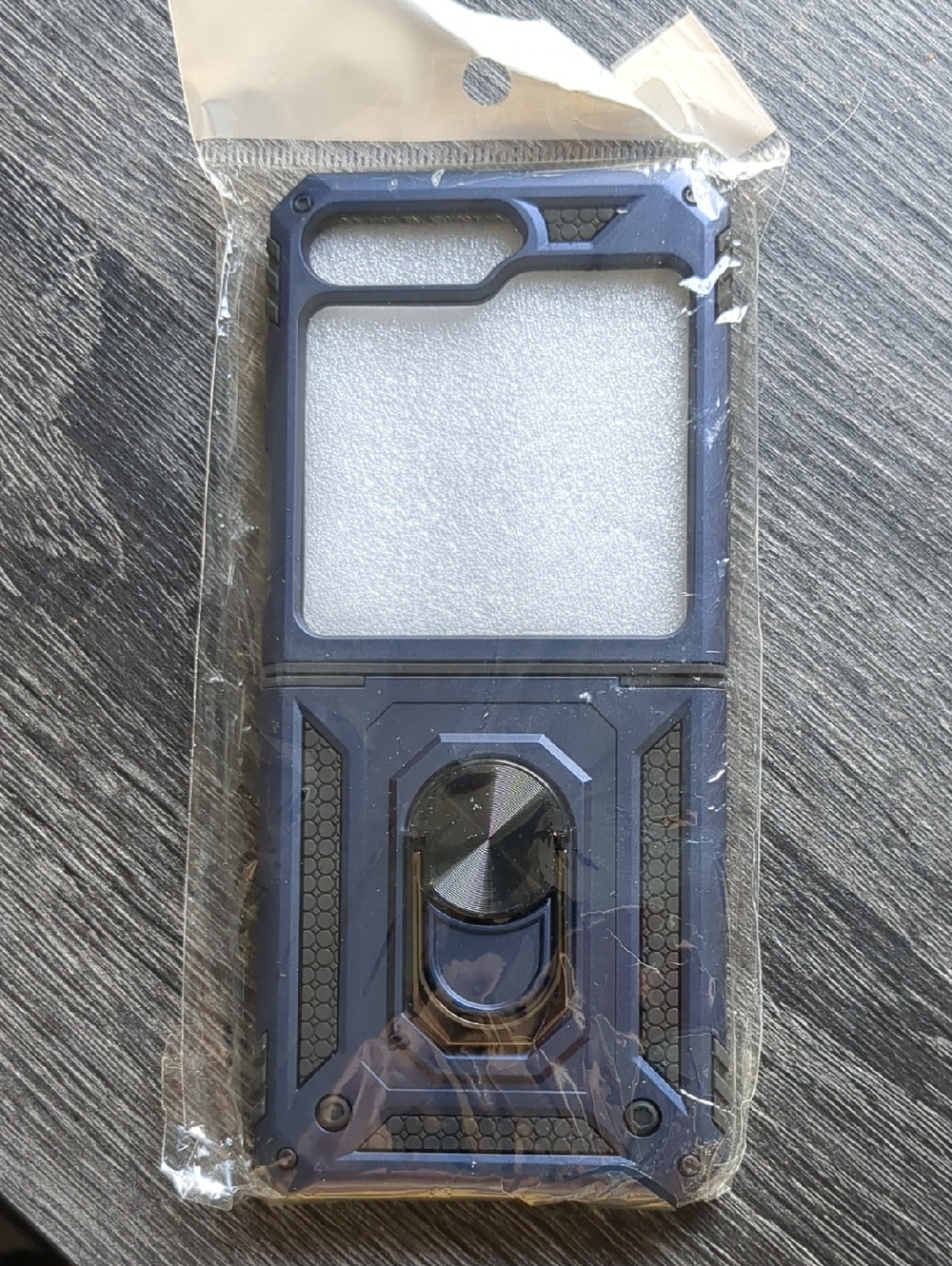 Generic Rugged Flip Phone Case with Rotating Ring - Blue